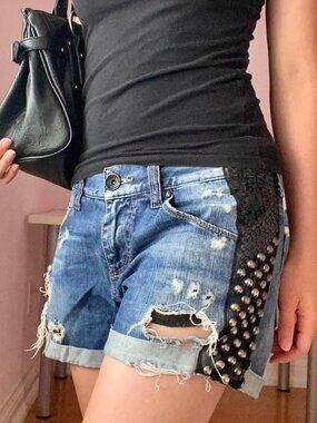 vintage miss sixty distressed denim shorts